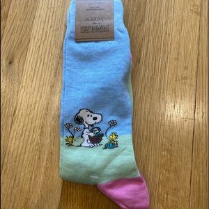 Peanuts X. J.Crew Mens socks, NWT, Scenic Peanuts Easter Ce, One Size